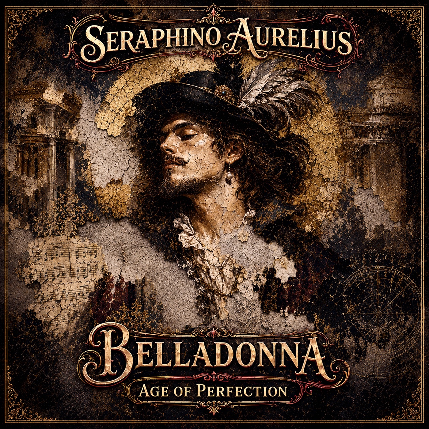 Age of Perfection album cover, featuring an ornate painted portrait of Seraphino Aurelius Belladonna